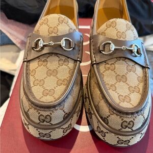 Gucci Ilde GG Supreme Canvas & Leather Flatform Loafer